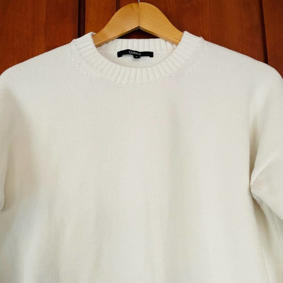 Quince Sweater 100% Organic Cotton Boyfriend Crew Neck Off White Size Small - Picture 2 of 7